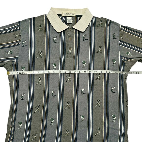 GRAND SLAM all over print aop golfer golf polo shirt LARGE tag vtg 90s golf prep - Picture 6 of 9
